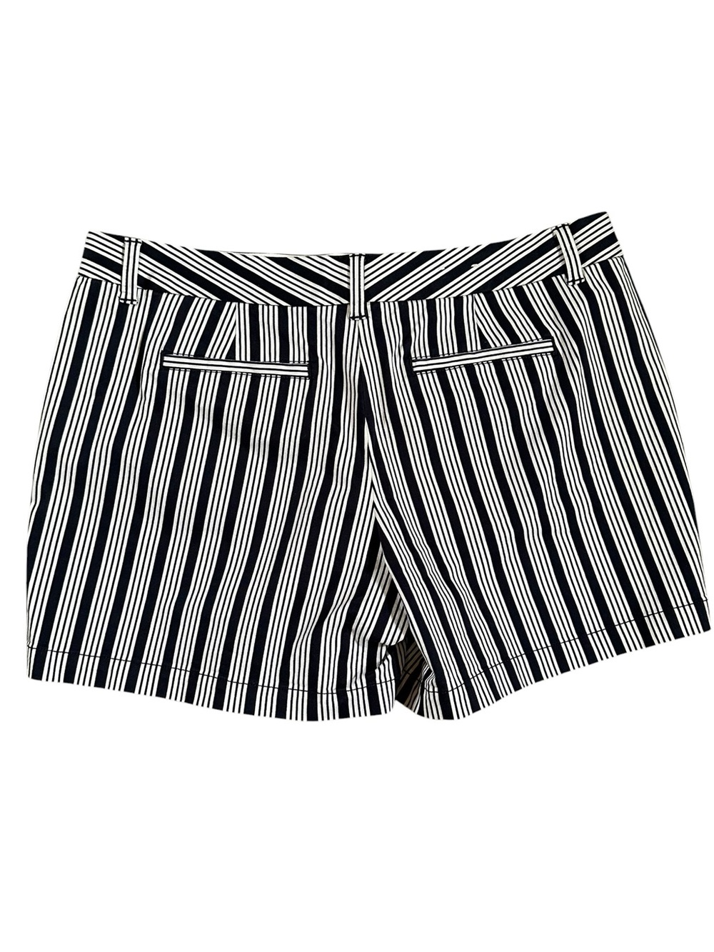 CROWN & IVY navy blue & white striped cotton blend stretch shorts size 14 - Picture 4 of 5